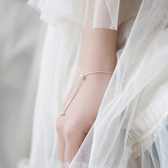 Sterling Silver Snake Chain Adjustable Bracelet - Picture 3 of 4